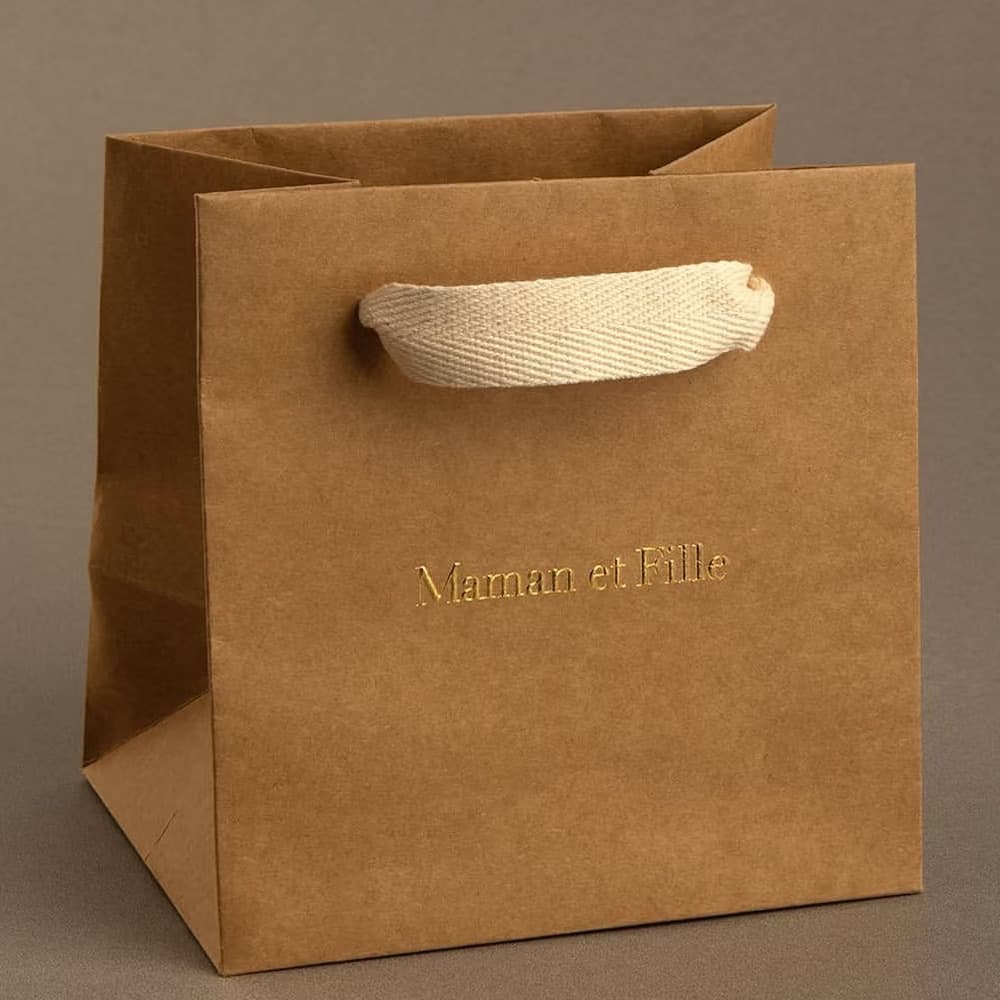 Custom paper bag — Shaped + Ribbon Natural