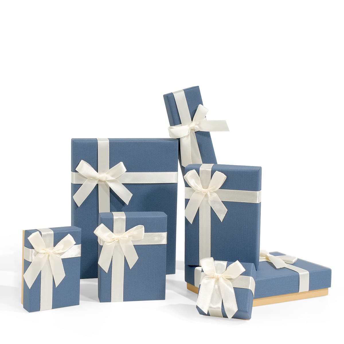 Grace dusty blue jewelry box with satin ribbon
